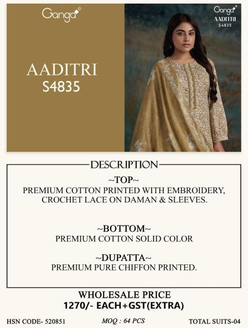 Ganga aaditri 4835 surat dress material wholesale market online